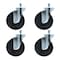 Bk Resources 5-inch Threaded Stem Casters, Hard Rubber Wheels, Brake, 300lb Cap, Grease/Water Resistant, 4PK 5SBR-5ST-HR-PS4 - alternate 5